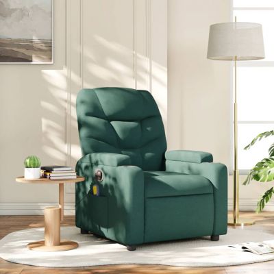 Gossi fotoliu de masaj rabatabil, verde inchis, material textil