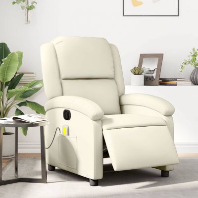 Gossi fotoliu electric de masaj rabatabil, crem, piele ecologica
