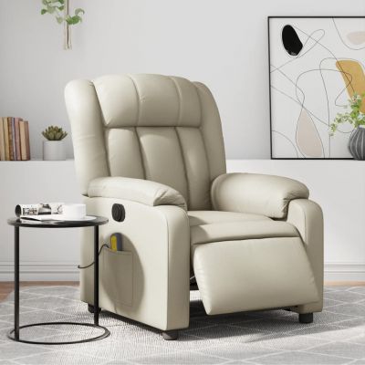 Gossi fotoliu electric de masaj rabatabil, crem, piele ecologica