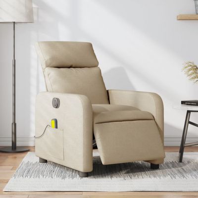 Gossi fotoliu electric de masaj rabatabil, crem, textil