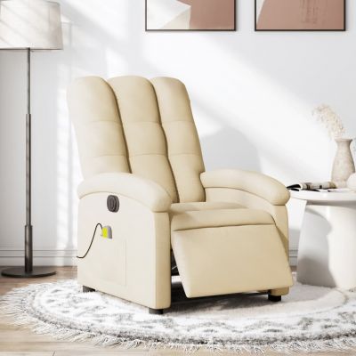 Gossi fotoliu electric de masaj rabatabil, crem, textil