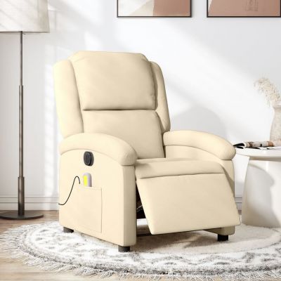 Gossi fotoliu electric de masaj rabatabil, crem, textil