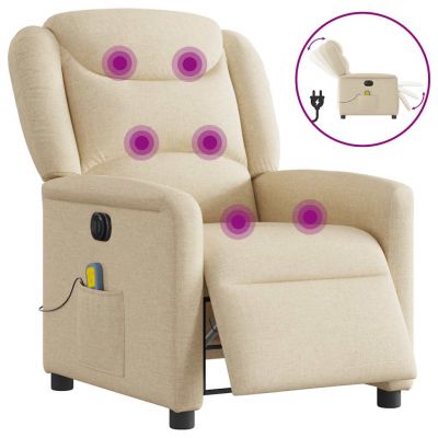 Gossi fotoliu electric de masaj rabatabil, crem, textil