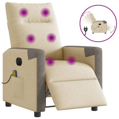 Gossi fotoliu electric de masaj rabatabil, crem, textil