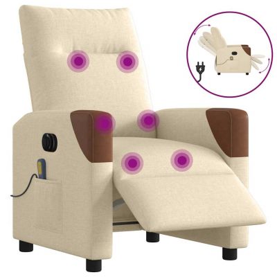 Gossi fotoliu electric de masaj rabatabil, crem, textil