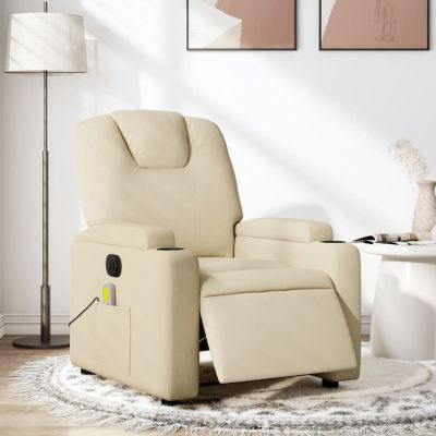 Gossi fotoliu electric de masaj rabatabil, crem, textil