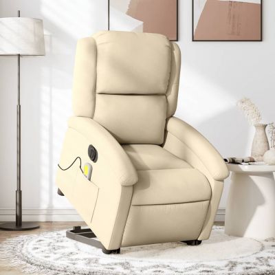 Gossi fotoliu electric de masaj rabatabil cu ridicare, crem, textil