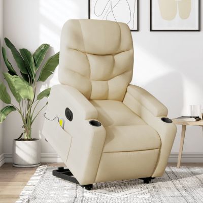Gossi fotoliu electric de masaj rabatabil cu ridicare, crem, textil