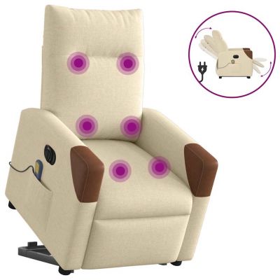 Gossi fotoliu electric de masaj rabatabil cu ridicare, crem, textil