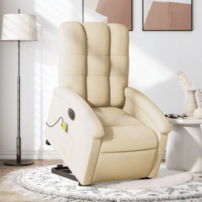 Gossi fotoliu electric de masaj rabatabil cu ridicare, crem, textil