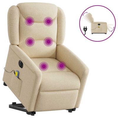 Gossi fotoliu electric de masaj rabatabil cu ridicare, crem, textil