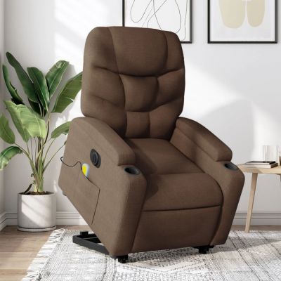Gossi fotoliu electric de masaj rabatabil cu ridicare, maro, textil