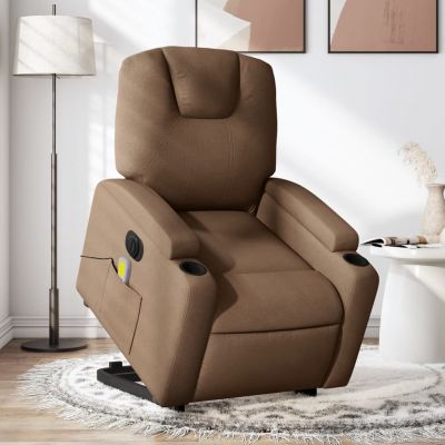 Gossi fotoliu electric de masaj rabatabil cu ridicare, maro, textil