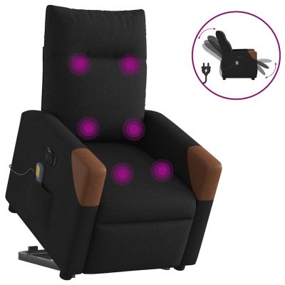 Gossi fotoliu electric de masaj rabatabil cu ridicare, negru, textil