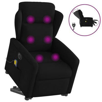 Gossi fotoliu electric de masaj rabatabil cu ridicare, negru, textil