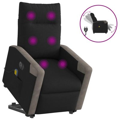 Gossi fotoliu electric de masaj rabatabil cu ridicare, negru, textil