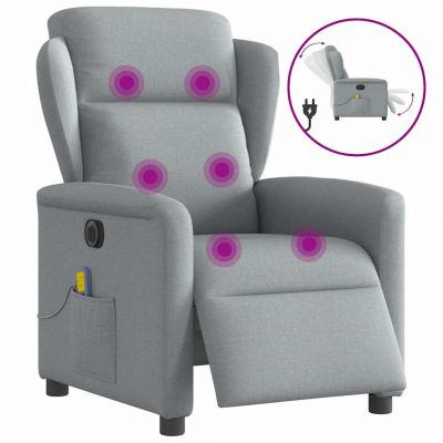 Gossi fotoliu electric de masaj rabatabil, gri deschis, microfibra