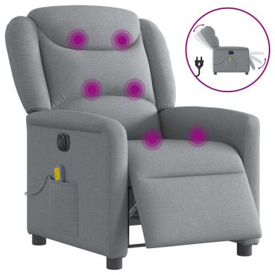 Gossi fotoliu electric de masaj rabatabil, gri deschis, microfibra