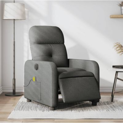 Gossi fotoliu electric de masaj rabatabil, gri inchis, textil