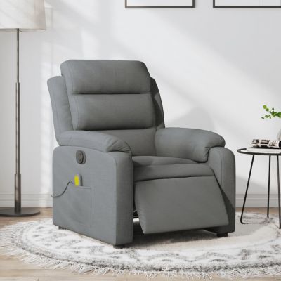 Gossi fotoliu electric de masaj rabatabil, gri inchis, textil
