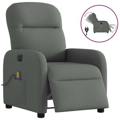 Gossi fotoliu electric de masaj rabatabil, gri inchis, textil