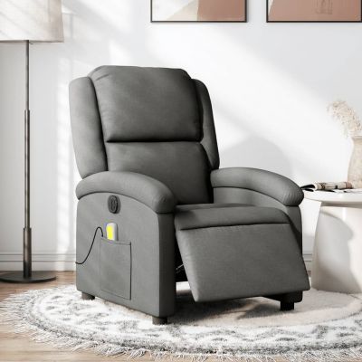 Gossi fotoliu electric de masaj rabatabil, gri inchis, textil