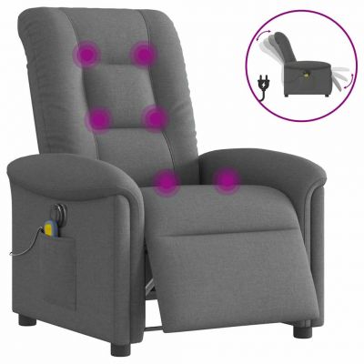 Gossi fotoliu electric de masaj rabatabil, gri inchis, textil