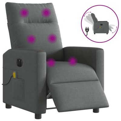 Gossi fotoliu electric de masaj rabatabil, gri inchis, textil