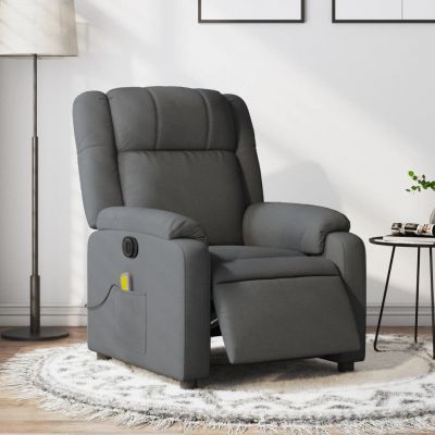 Gossi fotoliu electric de masaj rabatabil, gri inchis, textil
