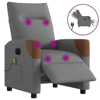 Gossi fotoliu electric de masaj rabatabil, gri inchis, textil
