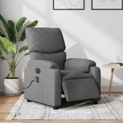 Gossi fotoliu electric de masaj rabatabil, gri inchis, textil