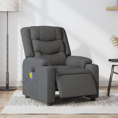 Gossi fotoliu electric de masaj rabatabil, gri inchis, textil