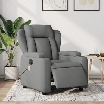 Gossi fotoliu electric de masaj rabatabil, gri inchis, textil