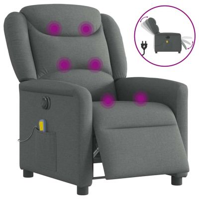 Gossi fotoliu electric de masaj rabatabil, gri inchis, textil