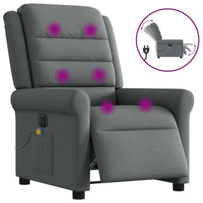 Gossi fotoliu electric de masaj rabatabil, gri inchis, textil
