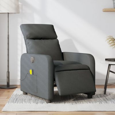Gossi fotoliu electric de masaj rabatabil, gri inchis, textil