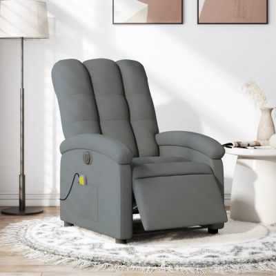 Gossi fotoliu electric de masaj rabatabil, gri inchis, textil
