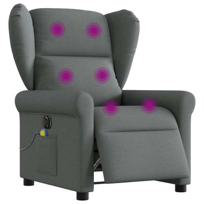 Gossi fotoliu electric de masaj rabatabil, gri inchis, textil