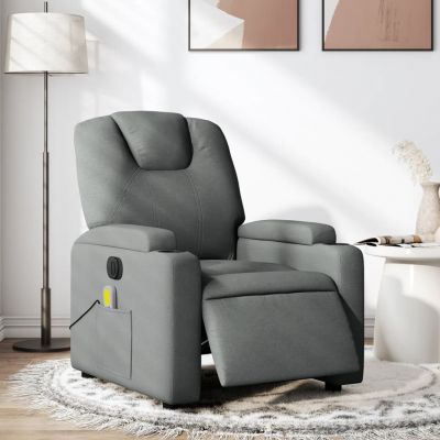 Gossi fotoliu electric de masaj rabatabil, gri inchis, textil