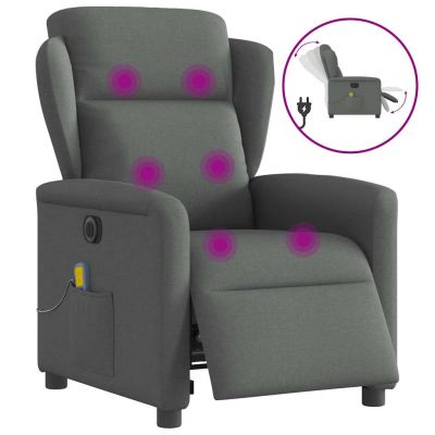 Gossi fotoliu electric de masaj rabatabil, gri inchis, textil