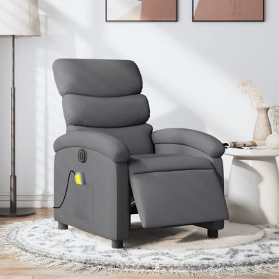 Gossi fotoliu electric de masaj rabatabil, gri inchis, textil