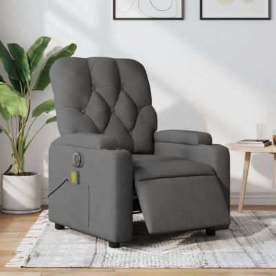 Gossi fotoliu electric de masaj rabatabil, gri inchis, textil