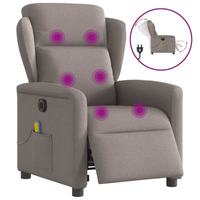 Gossi fotoliu electric de masaj rabatabil, gri taupe, textil