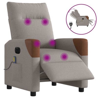 Gossi fotoliu electric de masaj rabatabil, gri taupe, textil