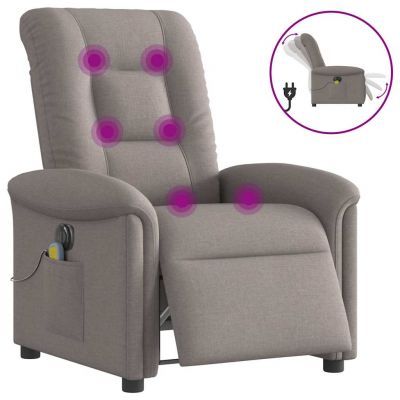 Gossi fotoliu electric de masaj rabatabil, gri taupe, textil