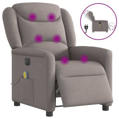 Gossi fotoliu electric de masaj rabatabil, gri taupe, textil