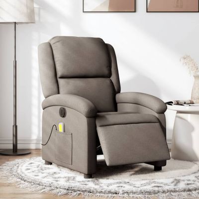 Gossi fotoliu electric de masaj rabatabil, gri taupe, textil
