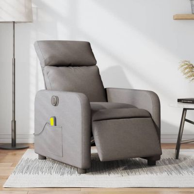 Gossi fotoliu electric de masaj rabatabil, gri taupe, textil