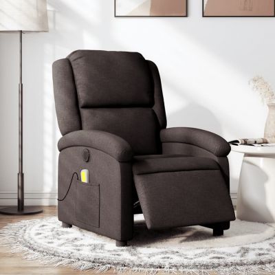 Gossi fotoliu electric de masaj rabatabil, maro inchis, textil