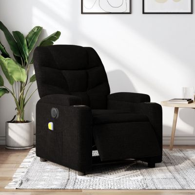 Gossi fotoliu electric de masaj rabatabil, negru, textil